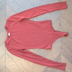 WILFRED Bodysuit | Red Long Sleeve Thong Body Suit w/ Snap Closure | Aritzia 2XS